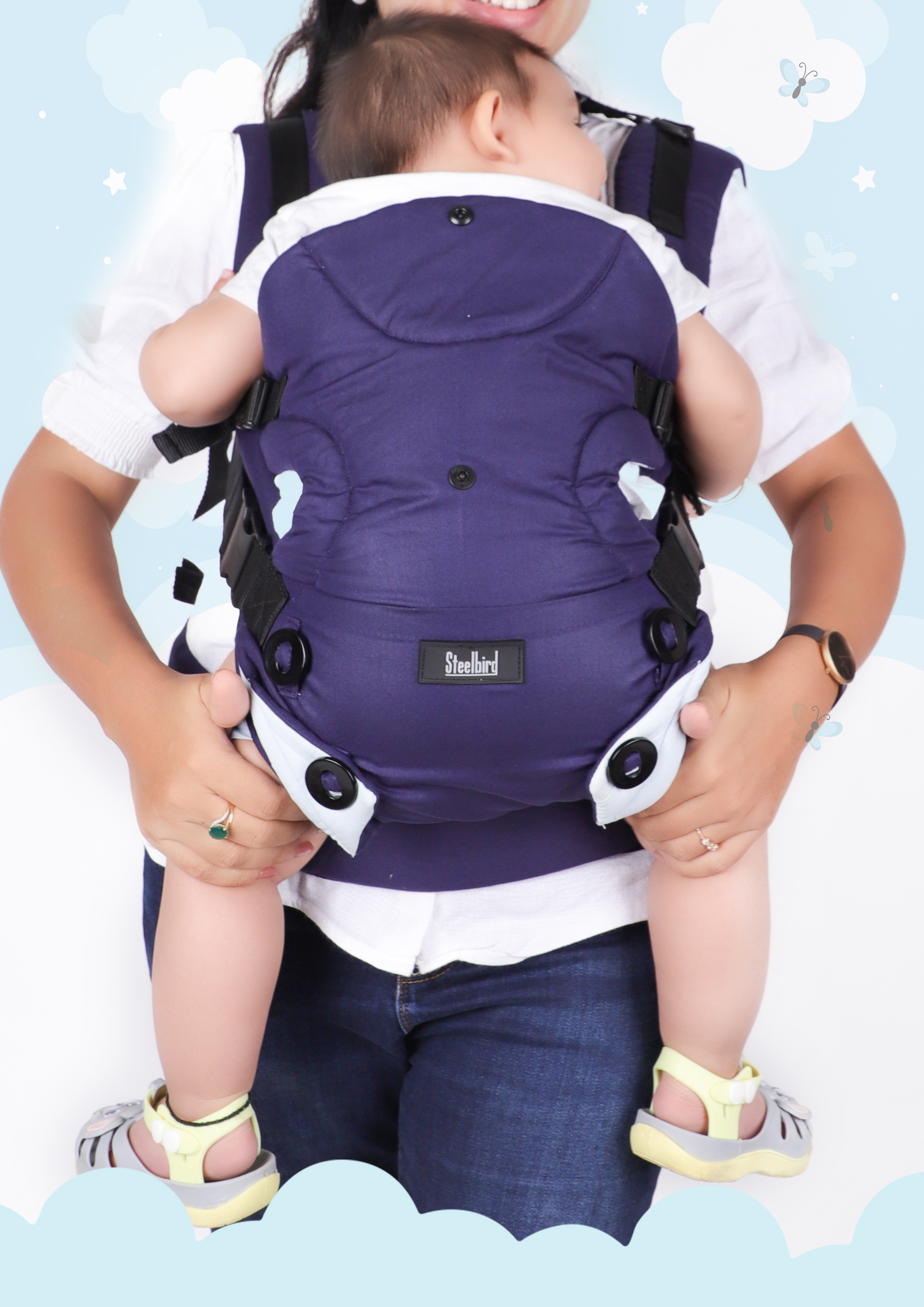 ELEGANT BABY CARRIER WITH 4 CARRY POSITION -BROWN